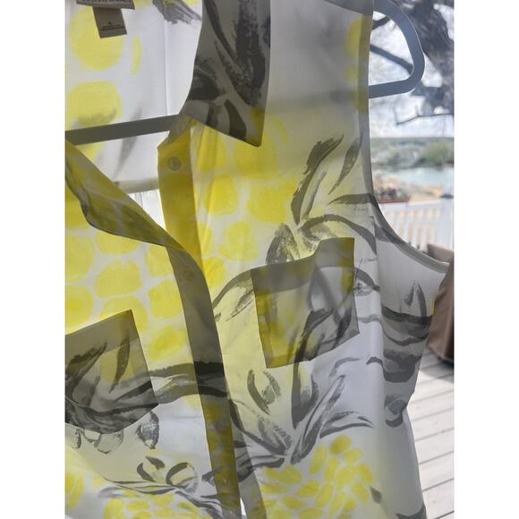 Merona Women’s Button Up Sleeveless Pineapple Print Top Size L - Picture 6 of 8